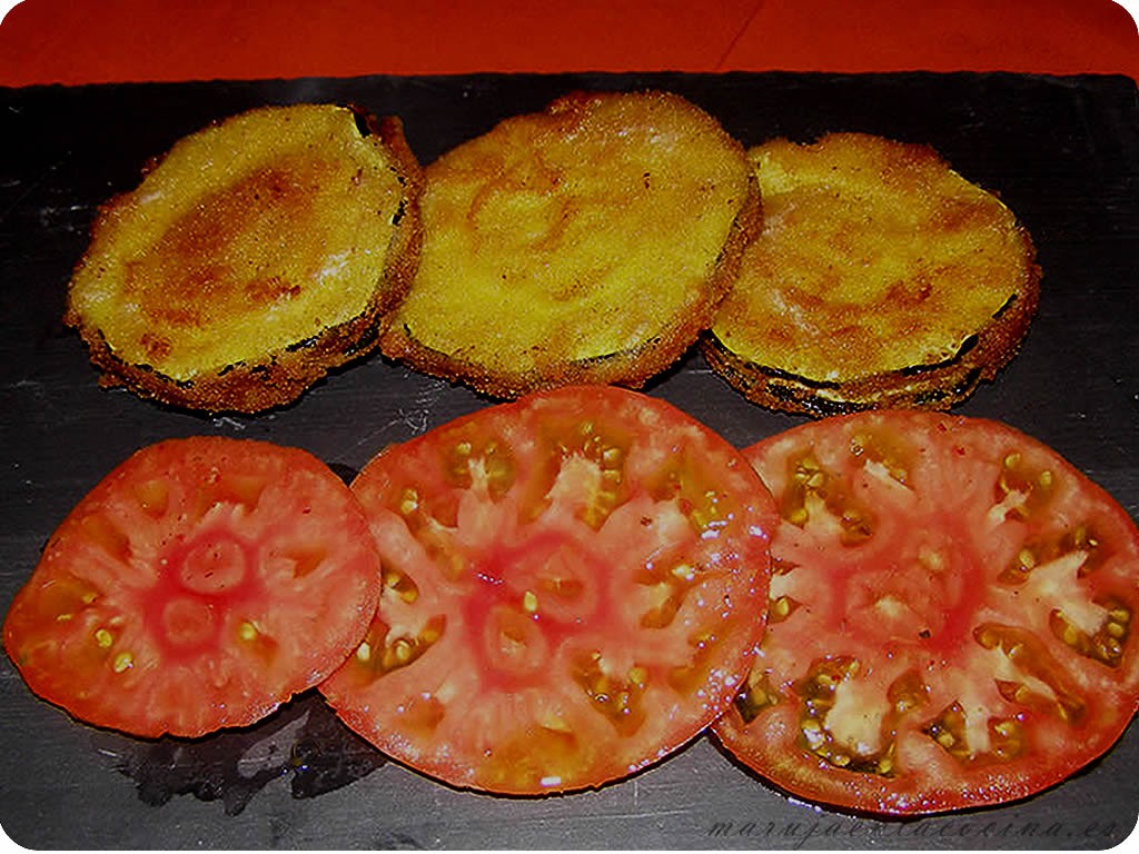 Calabacines empanados rellenos