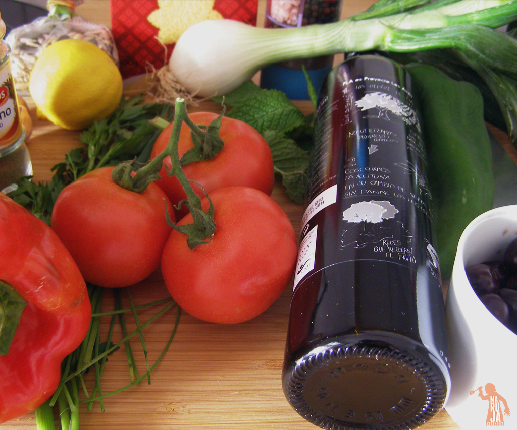 Ingredientes para la Ensalada tabulé con cuscús y hortalizas