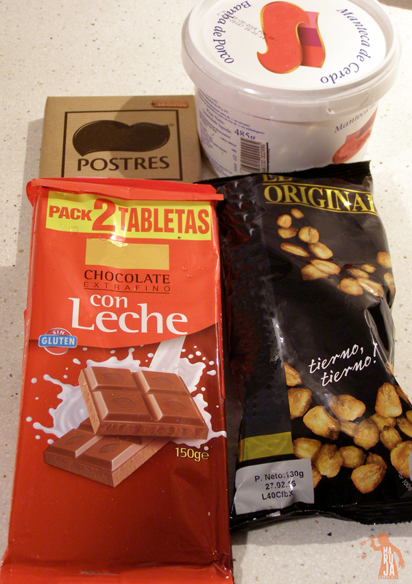 Ingredientes para el turrón de chocolate y kikos